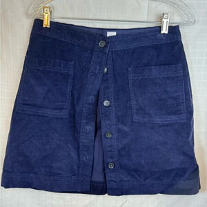 Womens Gap Navy Blue Button Up Front Pockets Corduroy Skirt Size S School Work